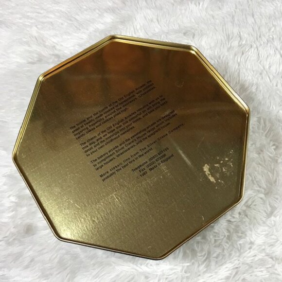 NWOT Vintage Silver Crane Co Old English Arcade (Made in England) Octagonal Tin - Picture 15 of 16